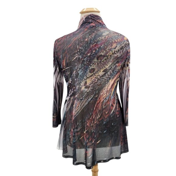 Jess & Janes Womens XL Duster Cardigan Multicolor Mesh Sheer Boho Hippie Retro - Picture 4 of 9